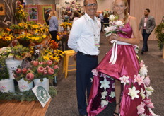 Juan Carlos Aguilar of Dramm Echter Farms with the walking lilies of Roselily.